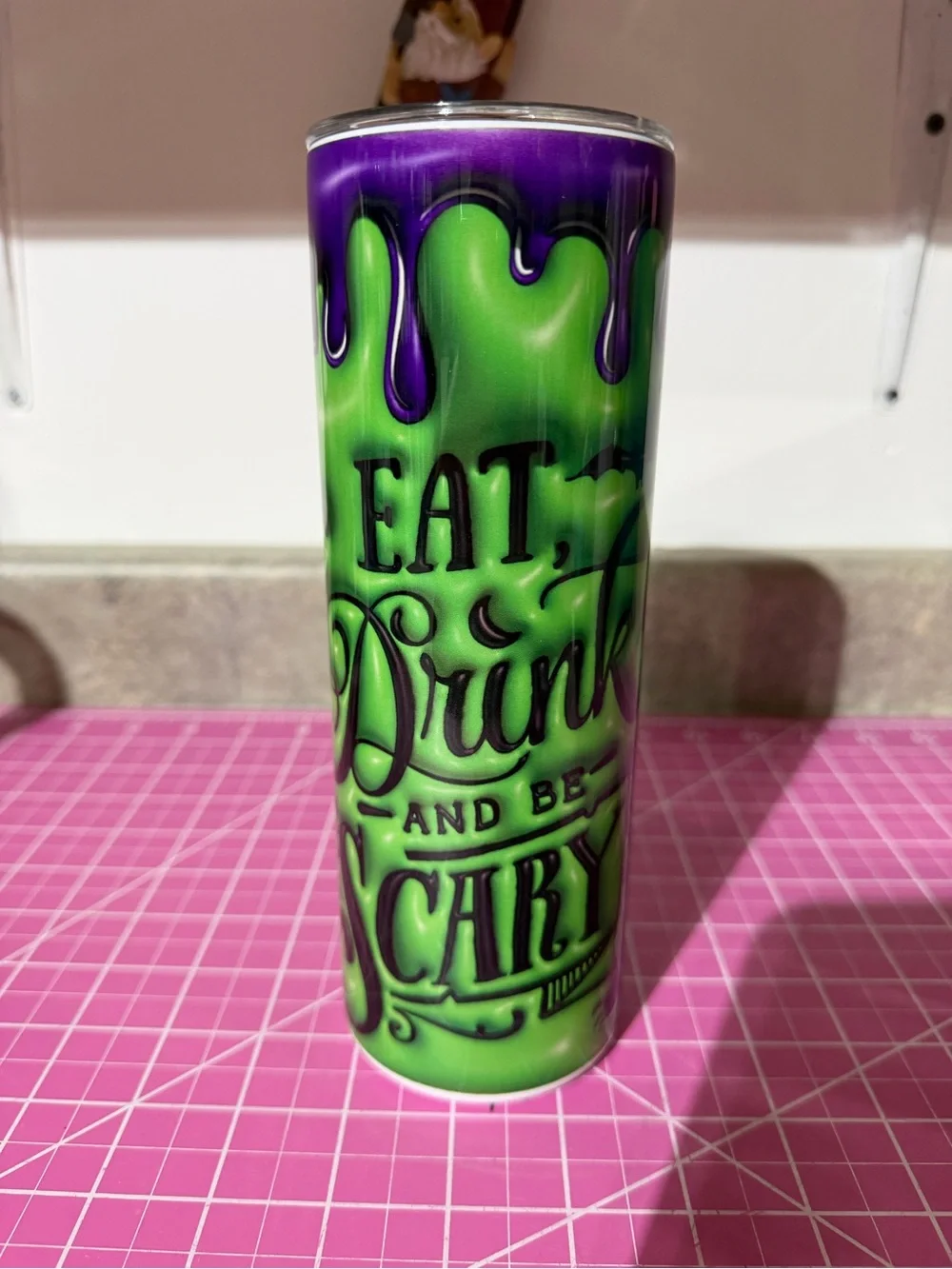 Green & Purple 'Eat, Drink and Be Scary' 20oz Insulated Tumbler